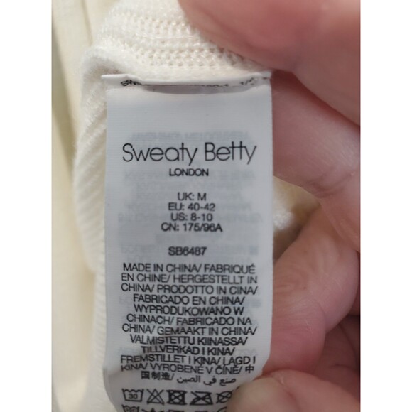 Sweaty Betty Off-White Cashmere Blend Longline Open Front Cardigan Size Medium - Picture 6 of 9